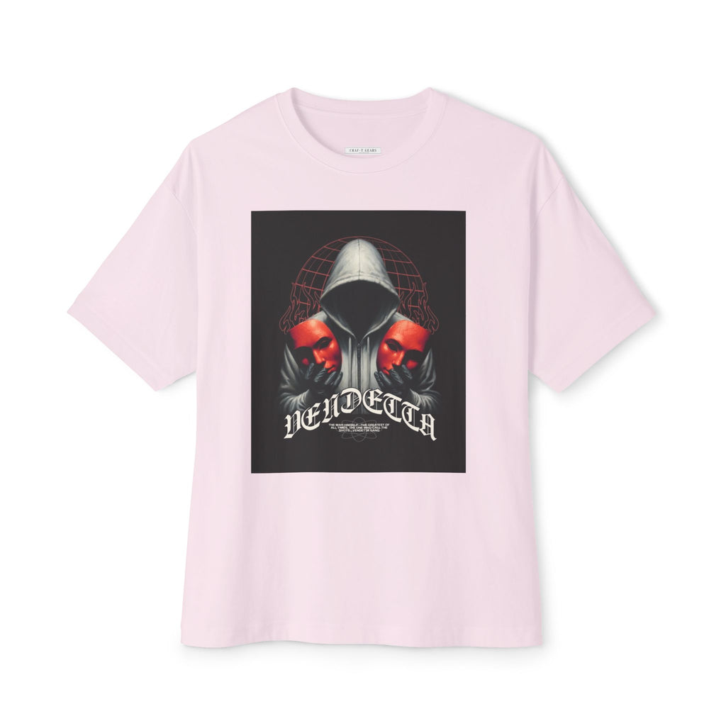 Edgy Men's Oversized Tee with 'VENDETTA' Design - Streetwear Essential