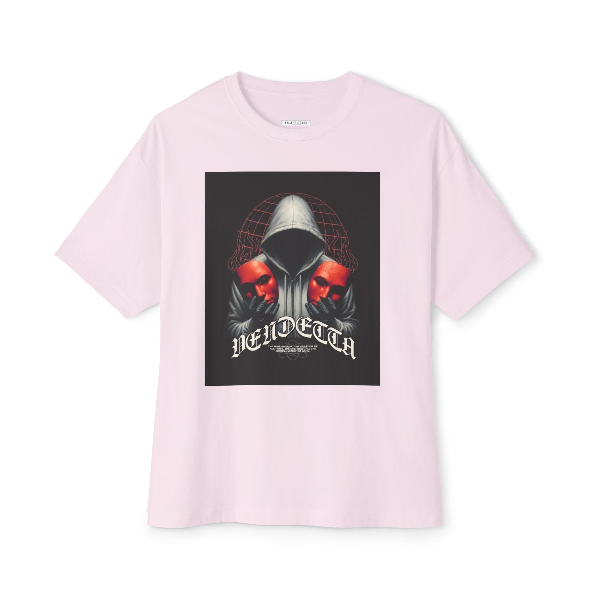 Edgy Men's Oversized Tee with 'VENDETTA' Design - Streetwear Essential