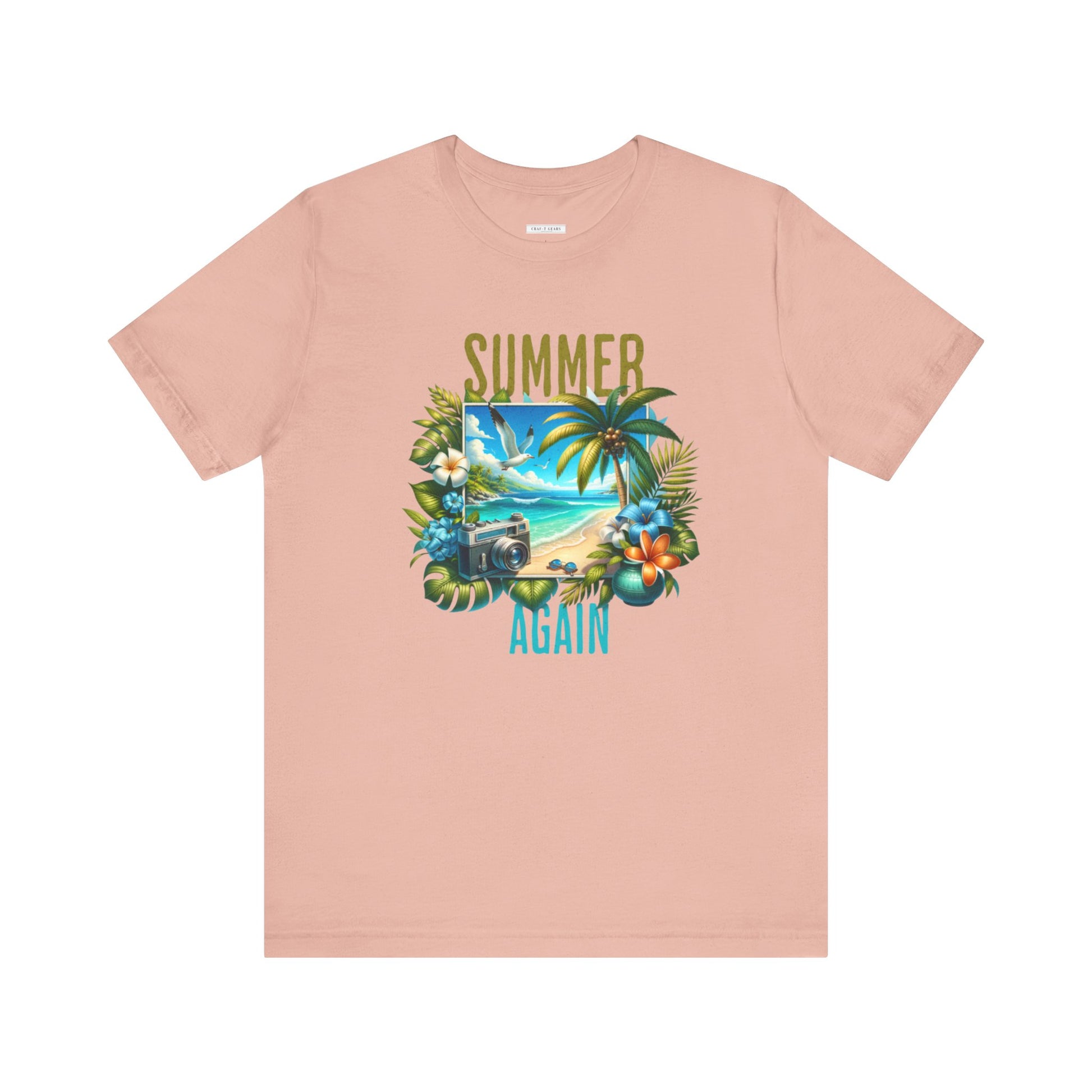 Summer Again Women's Jersey Tee - Tropical Vibe Graphic T-Shirt