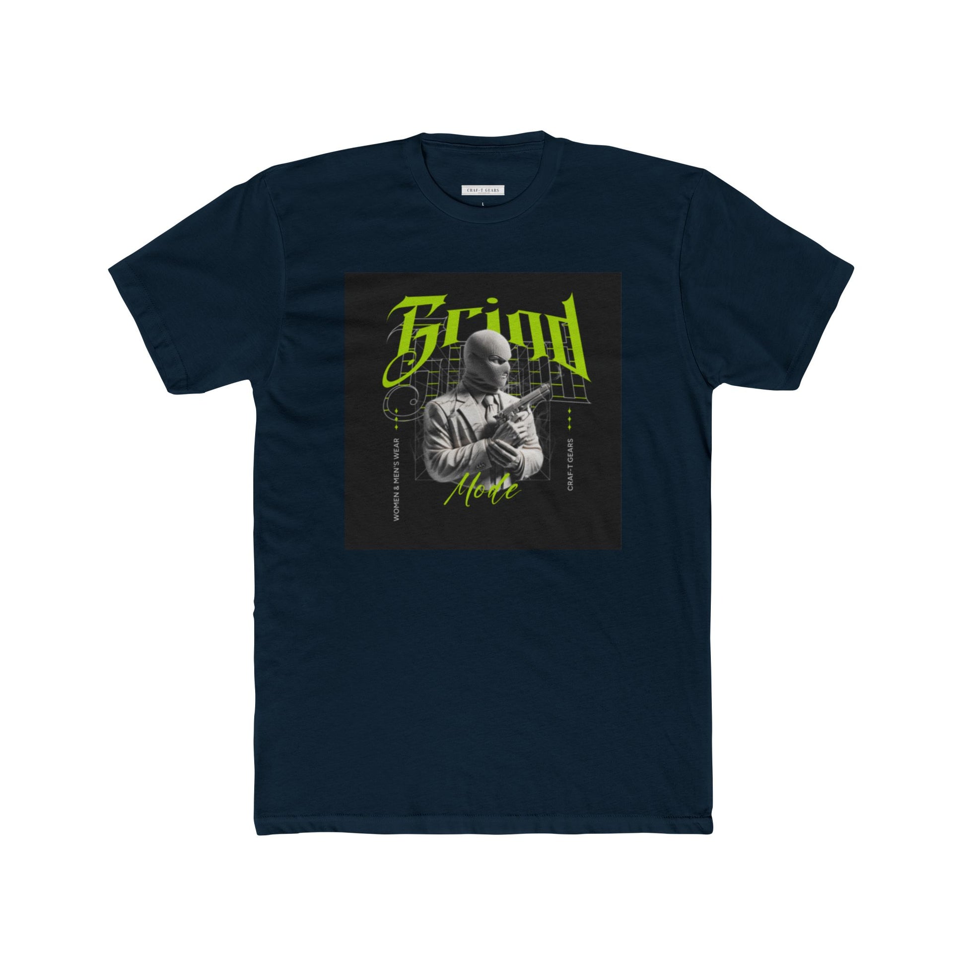 Vintage-Inspired Unisex Cotton Crew Tee - 'Grind Graphic Design