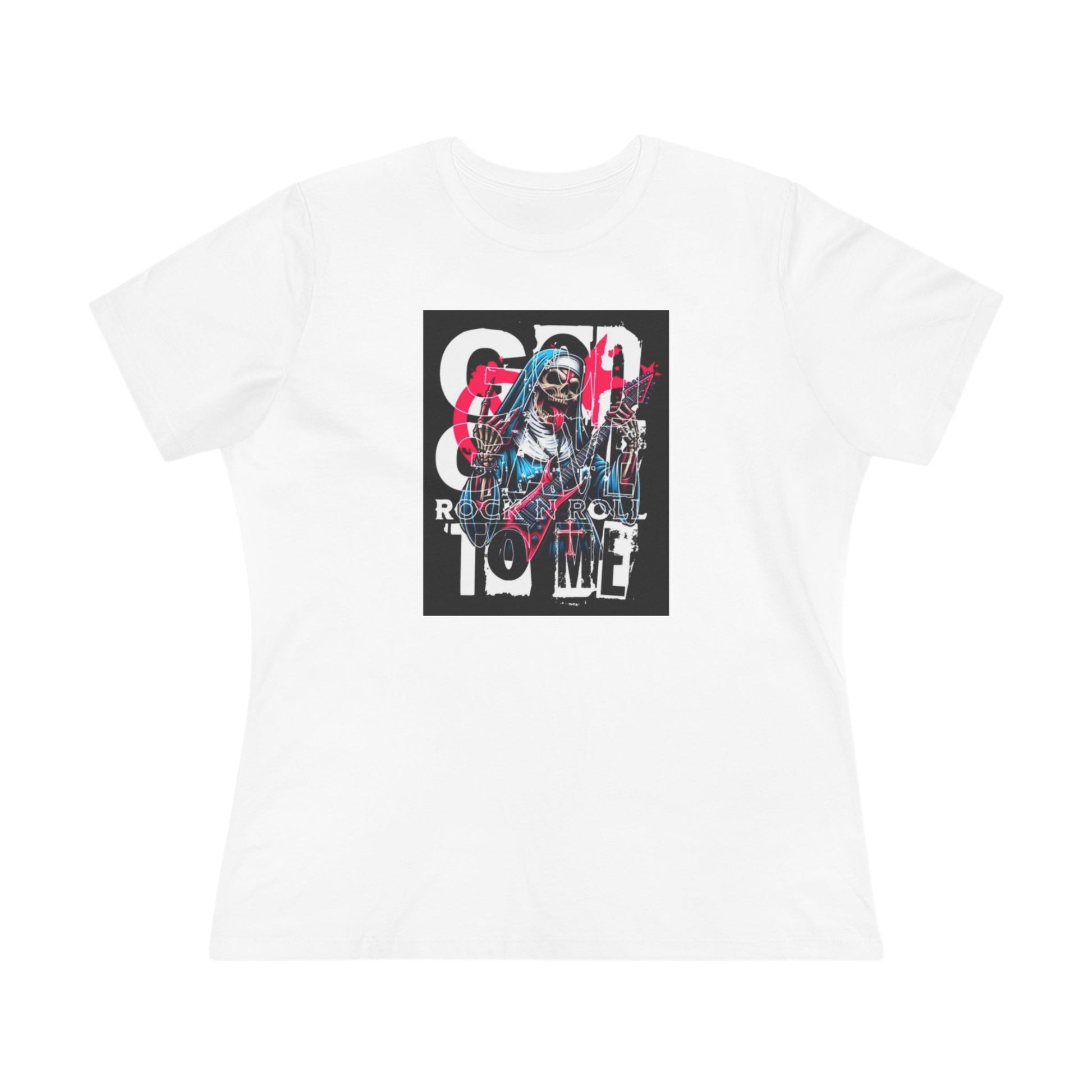 Rock N' Roll Women's Cotton Tee - Retro Skull Design for Music Lovers