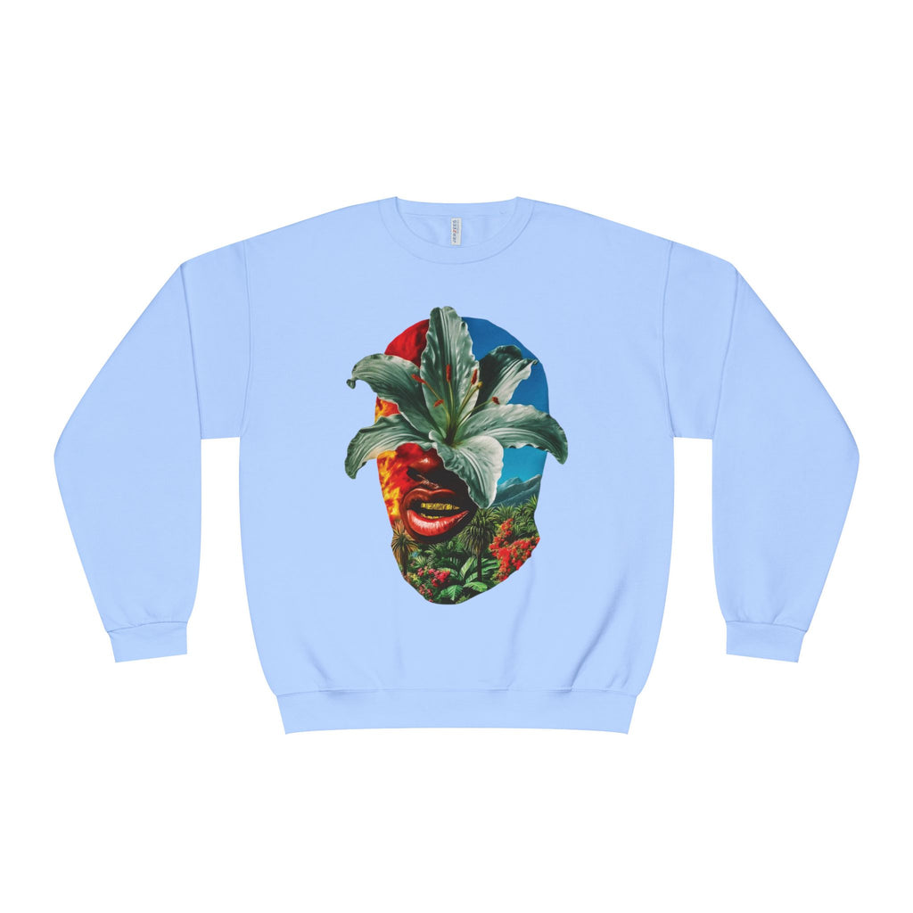 Nature-Inspired Unisex Crewneck Sweatshirt - Vibrant Floral Face Design, Cozy Casual Wear, Perfect for Gifts, Meditation, Everyday Fashion