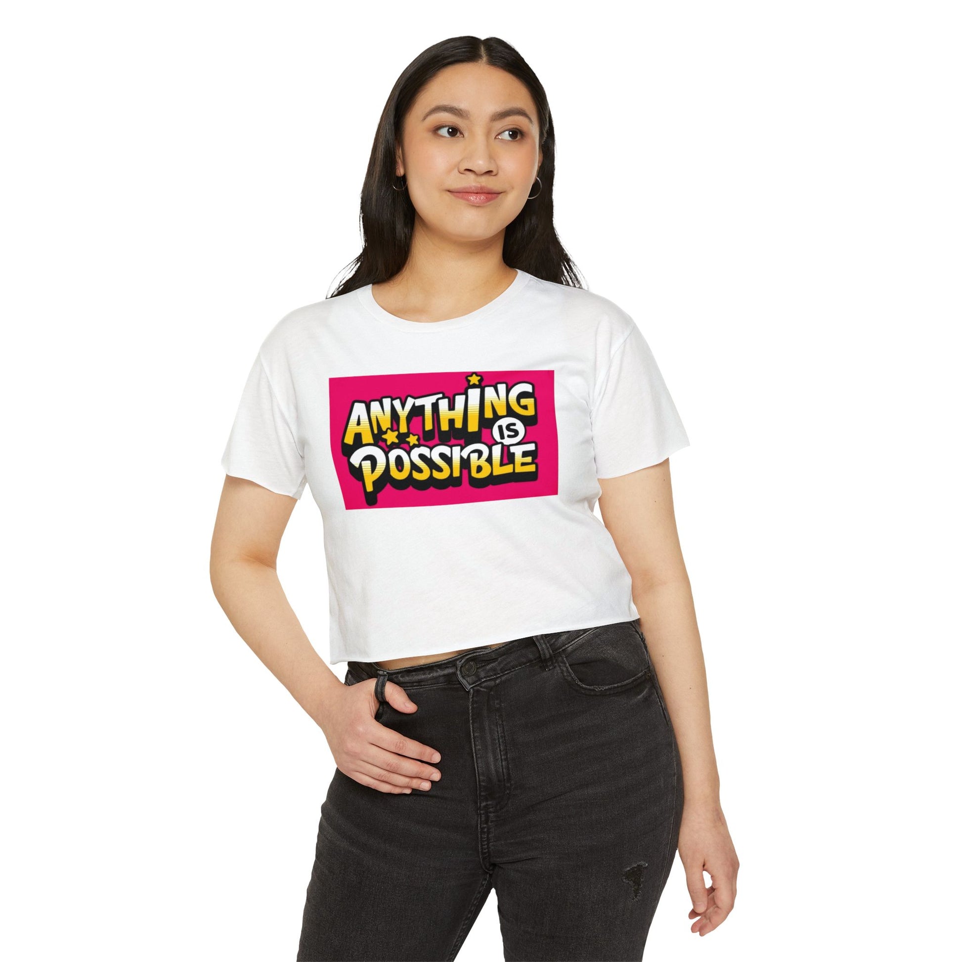 Empowering Women's Festival Crop Top | Anything is Possible | Vibrant Summer Style
