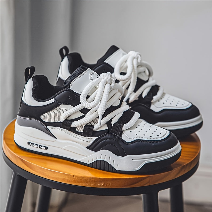 Men's All-Season Trendy Athletic Sneakers - White, Green & Orange Color Scheme, Breathable Mesh Upper, Durable Rubber Sole, Lace-Up Casual Shoes for Everyday & Sports Wear, Versatile Footwear | Modern Shoe Design | Comfortabl