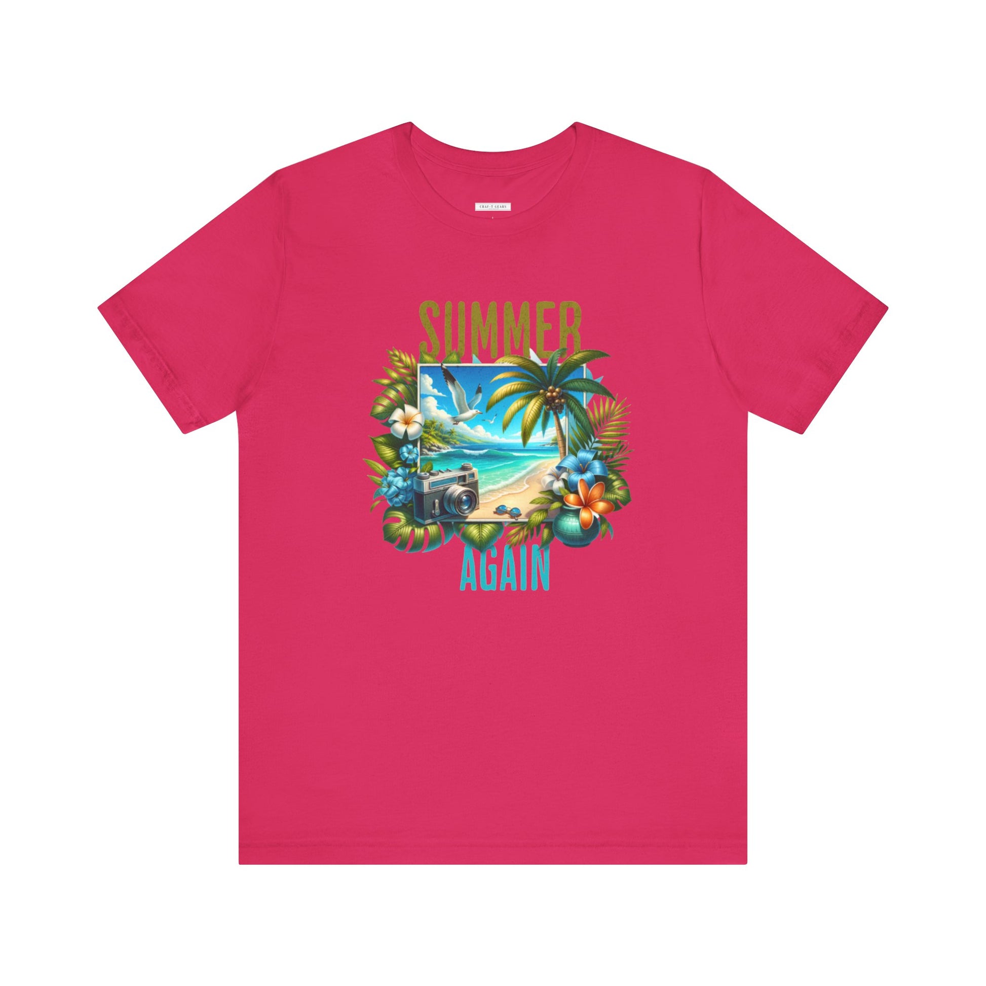 Summer Again Women's Jersey Tee - Tropical Vibe Graphic T-Shirt