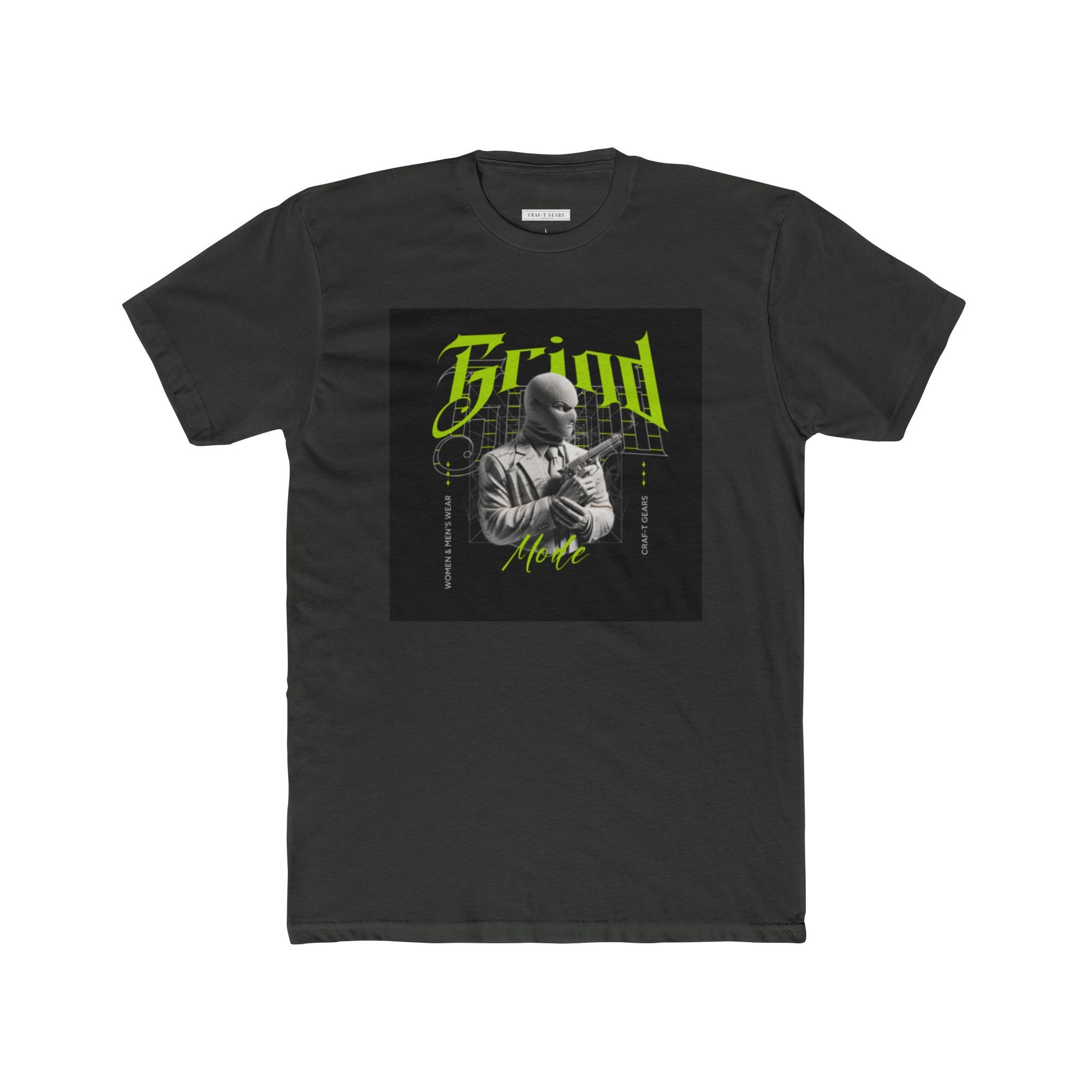 Vintage-Inspired Unisex Cotton Crew Tee - 'Grind Graphic Design