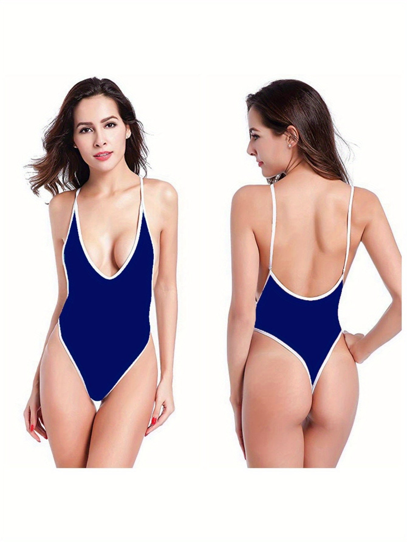 Women's Sexy High-Elasticity Bikini One-Piece Swimsuit with Adjustable Three-Point Suspender & V-Neck Design - Solid Black Sporty Swimwear for Beach, Pool, Gym, Swimsuit Bikini, Water Sports Attire, Highelasticity Fabric, Sty