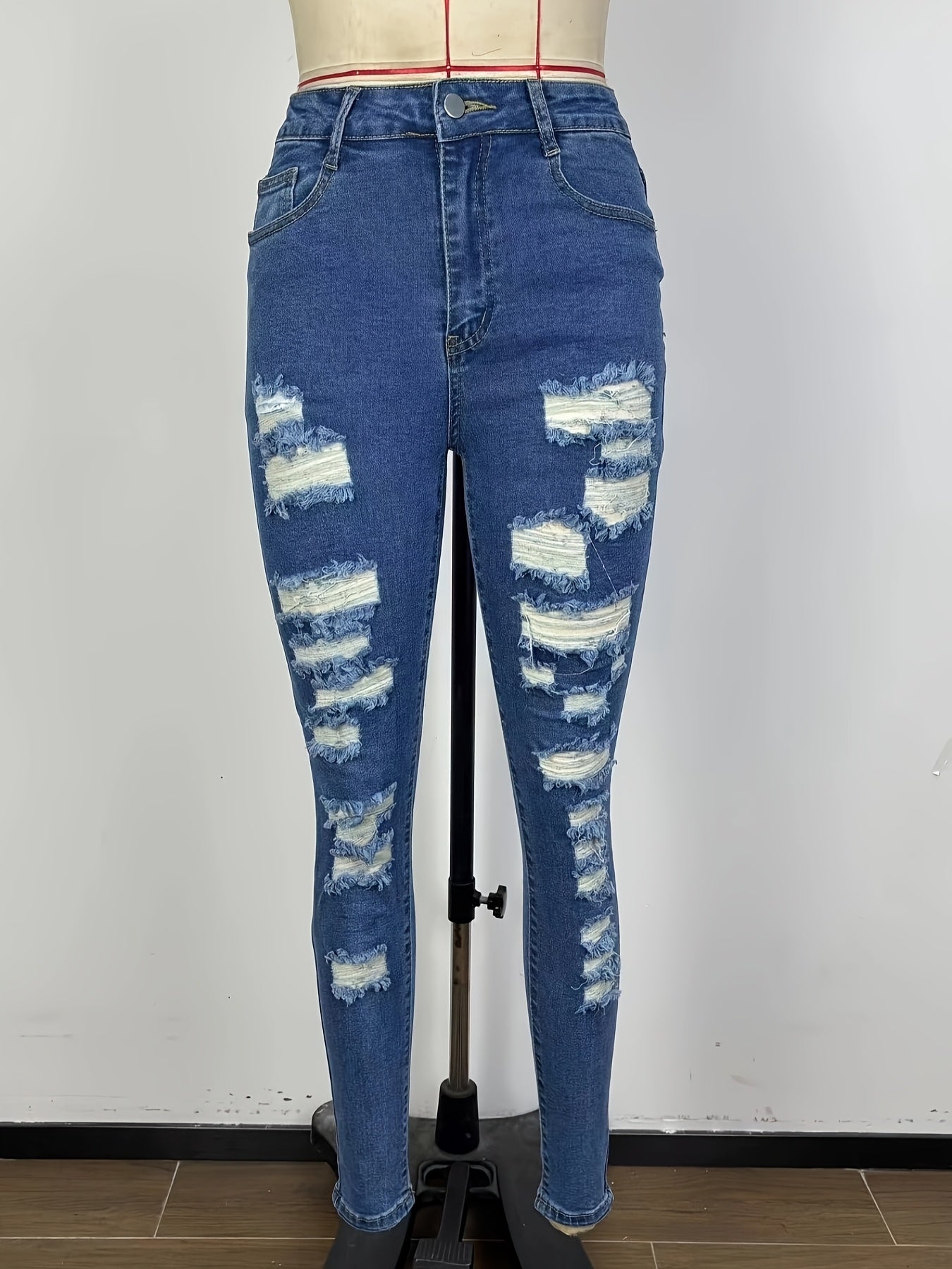 Elastic hole sexy Women's jeans feet pants