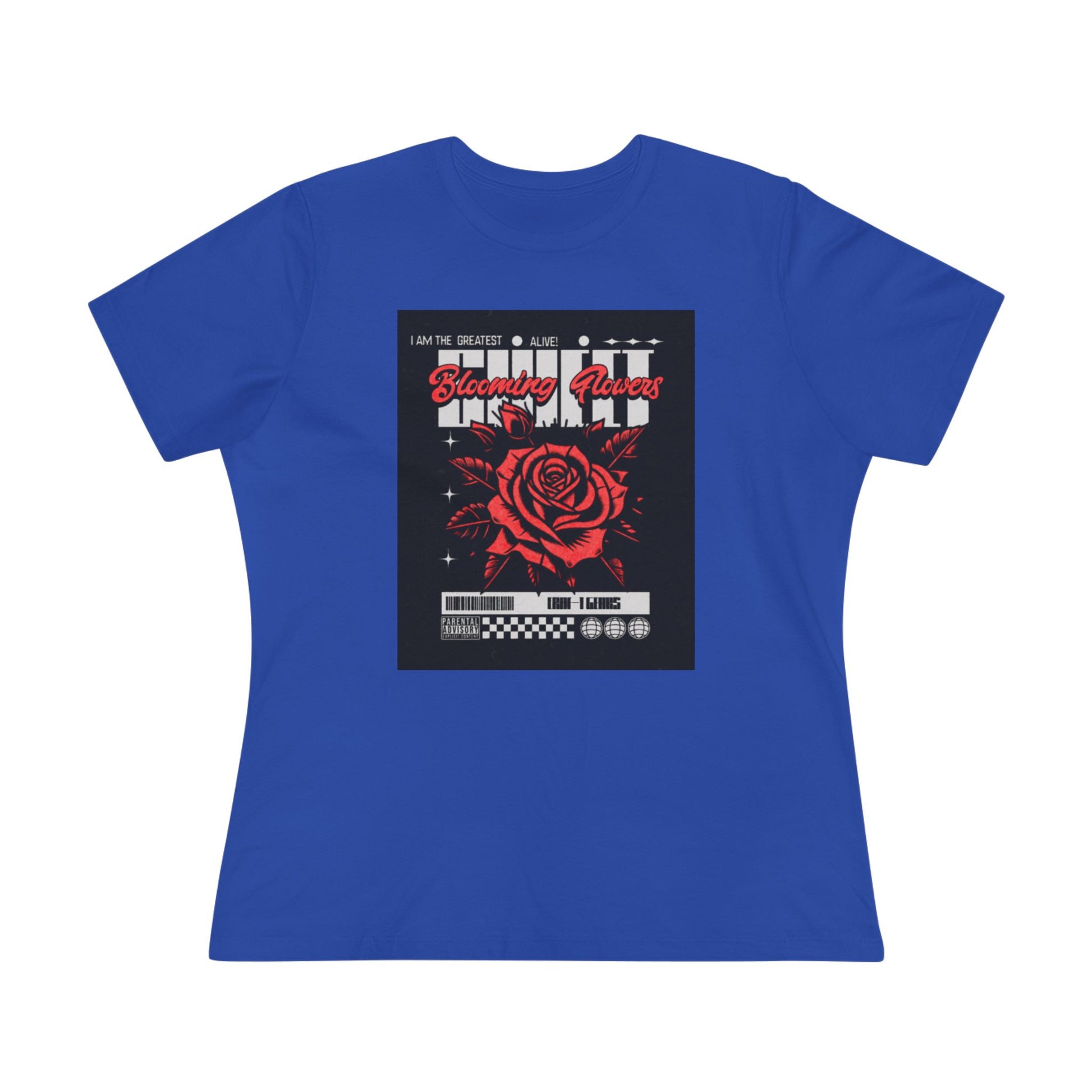 Empowering Women's Cotton Tee with Bold Rose Design
