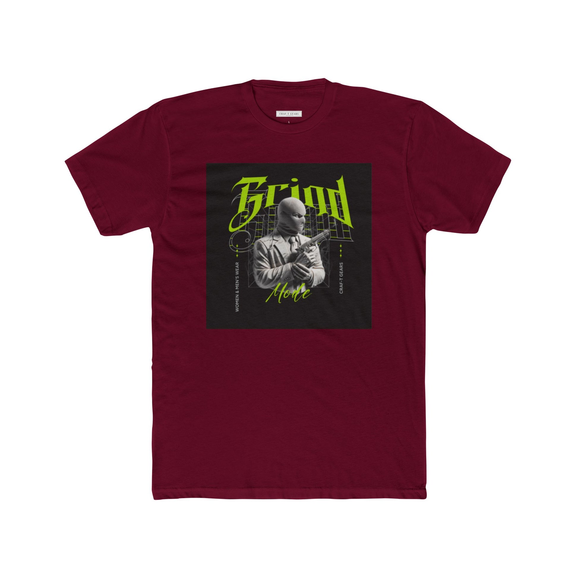 Vintage-Inspired Unisex Cotton Crew Tee - 'Grind Graphic Design