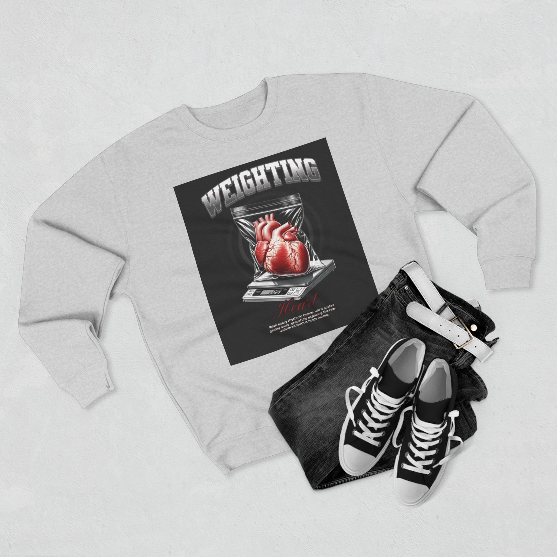 Weighting Heart Unisex Crewneck Sweatshirt - Perfect for Fitness Lovers
