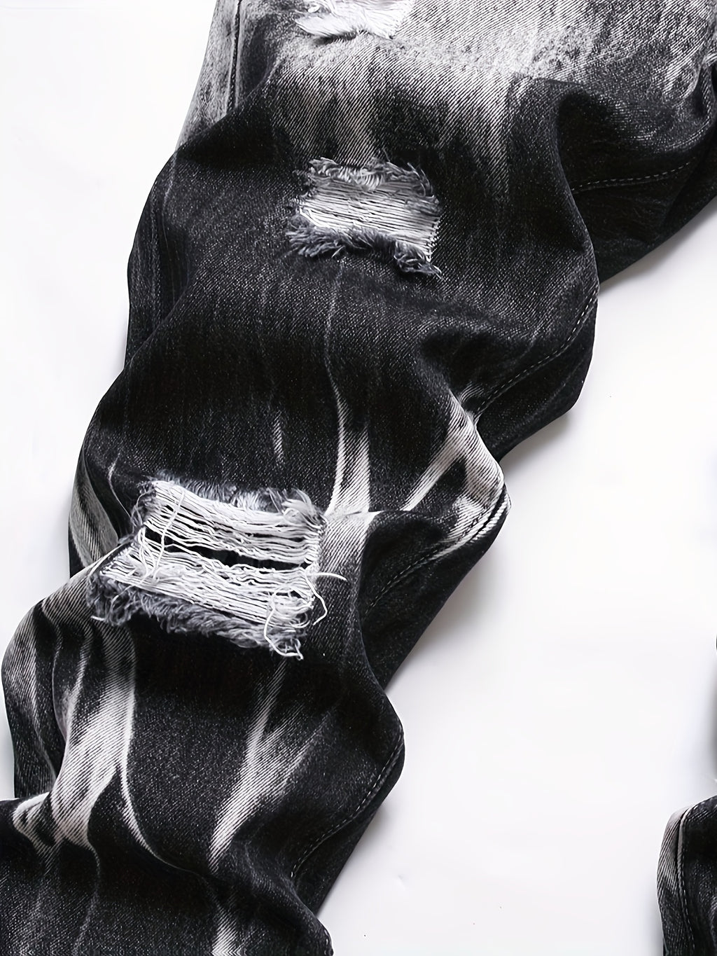 [Ripped Faux Denim] Classic Ripped Faux Denim - Straight Fit Faux Denim for Men