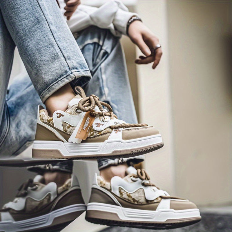 Men'S Fashion Outdoor Leisure Sports Shoes, Low-Cut Thick-Soled Non-Slip Bread Shoes, Suitable for All Seasons Comfortable Street Skateboarding Shoes.