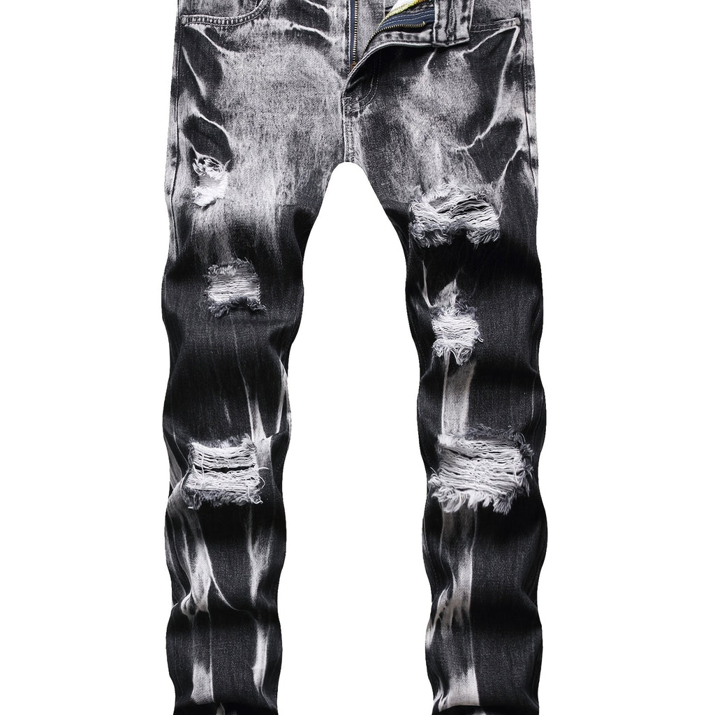 [Ripped Faux Denim] Classic Ripped Faux Denim - Straight Fit Faux Denim for Men