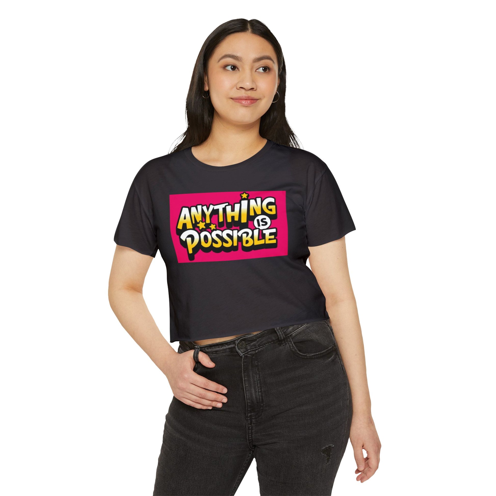 Empowering Women's Festival Crop Top | Anything is Possible | Vibrant Summer Style