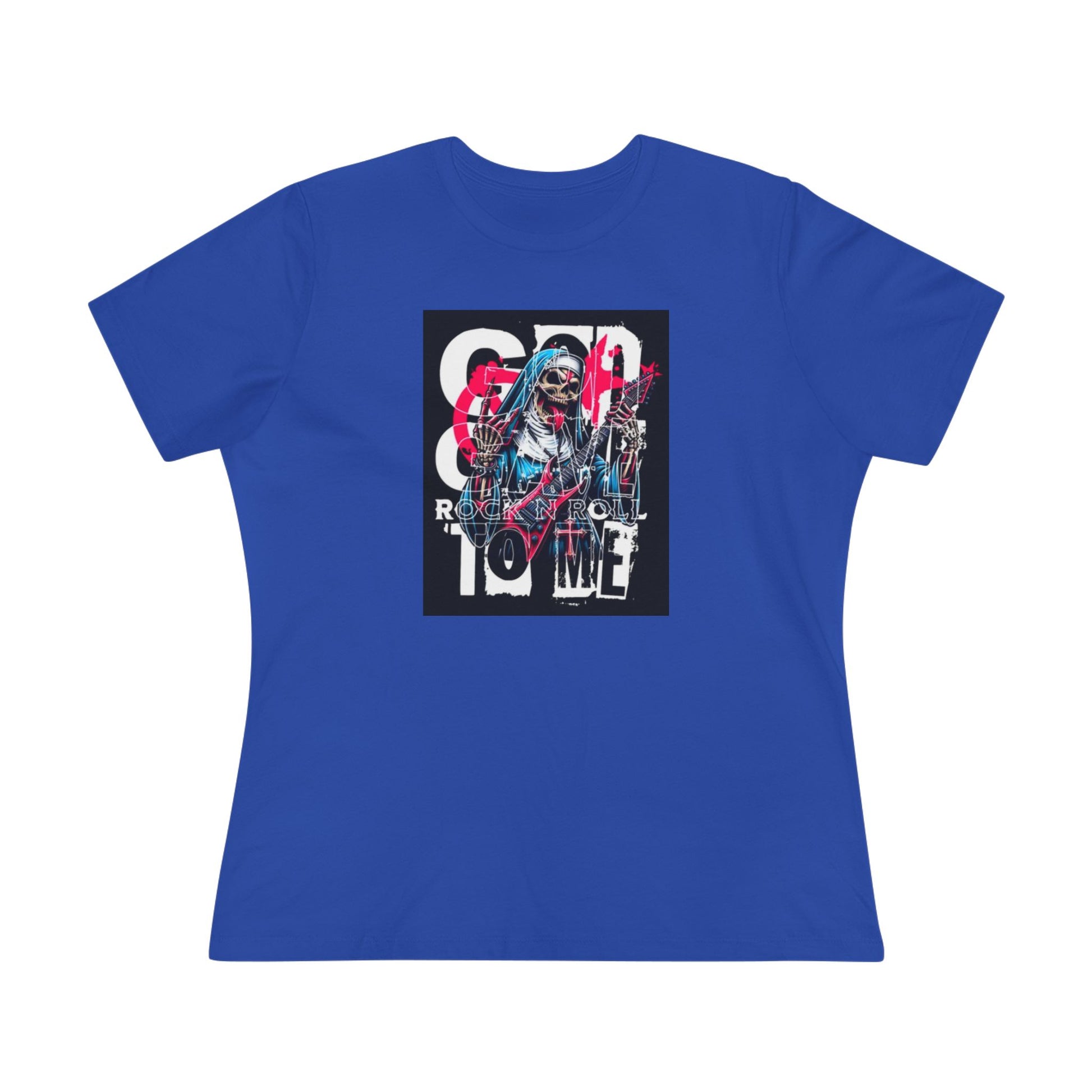 Rock N' Roll Women's Cotton Tee - Retro Skull Design for Music Lovers