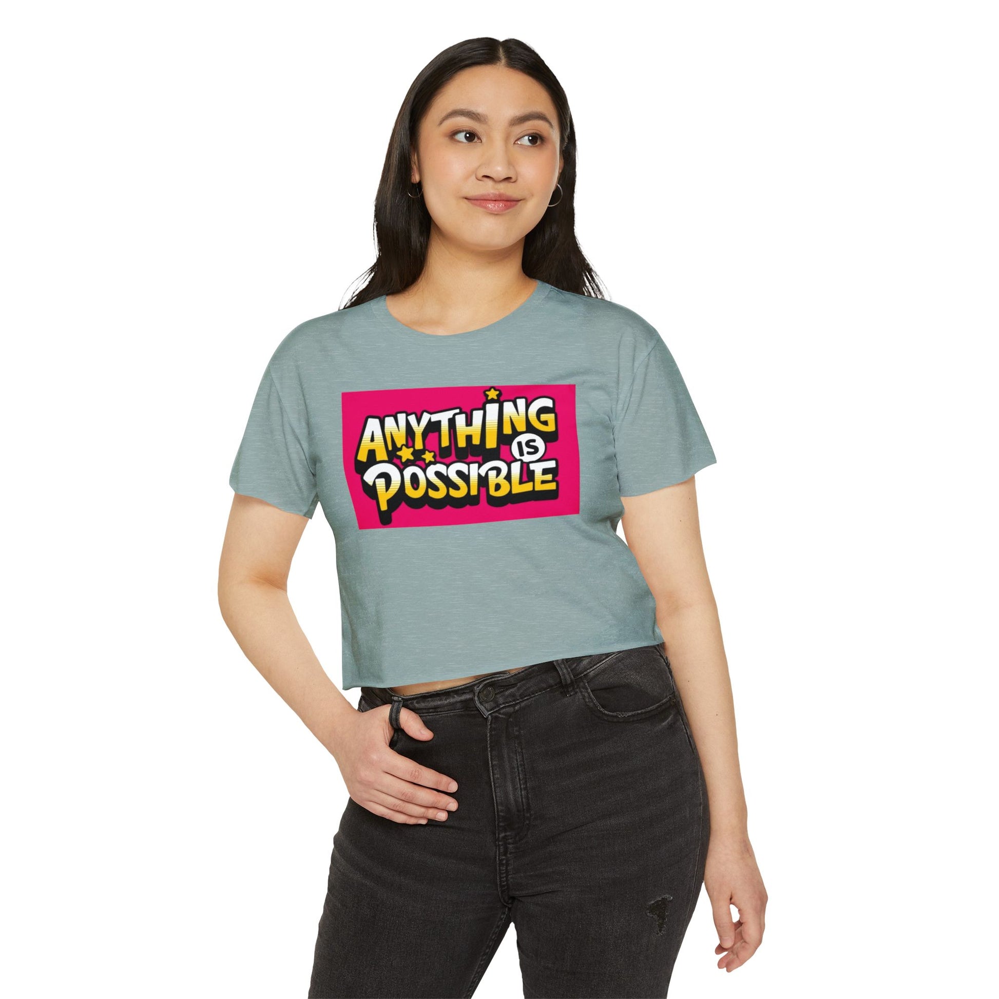 Empowering Women's Festival Crop Top | Anything is Possible | Vibrant Summer Style