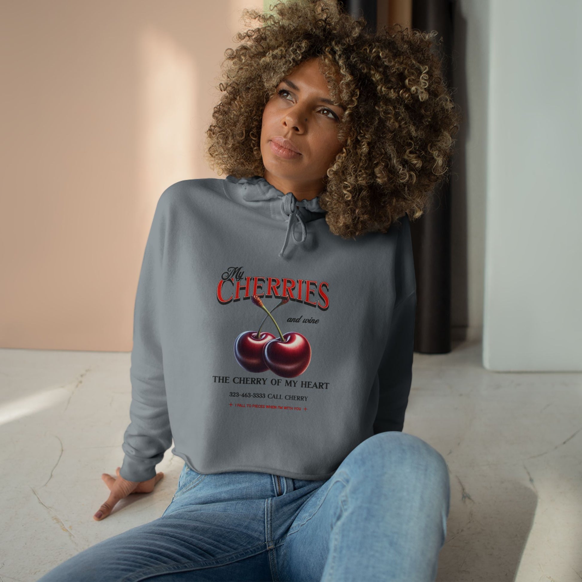 Sweet Cherry Crop Hoodie - Perfect for Summer Vibes, Casual Outings, Gift for Fruit Lovers, Cozy Style, Cute Trendy Apparel
