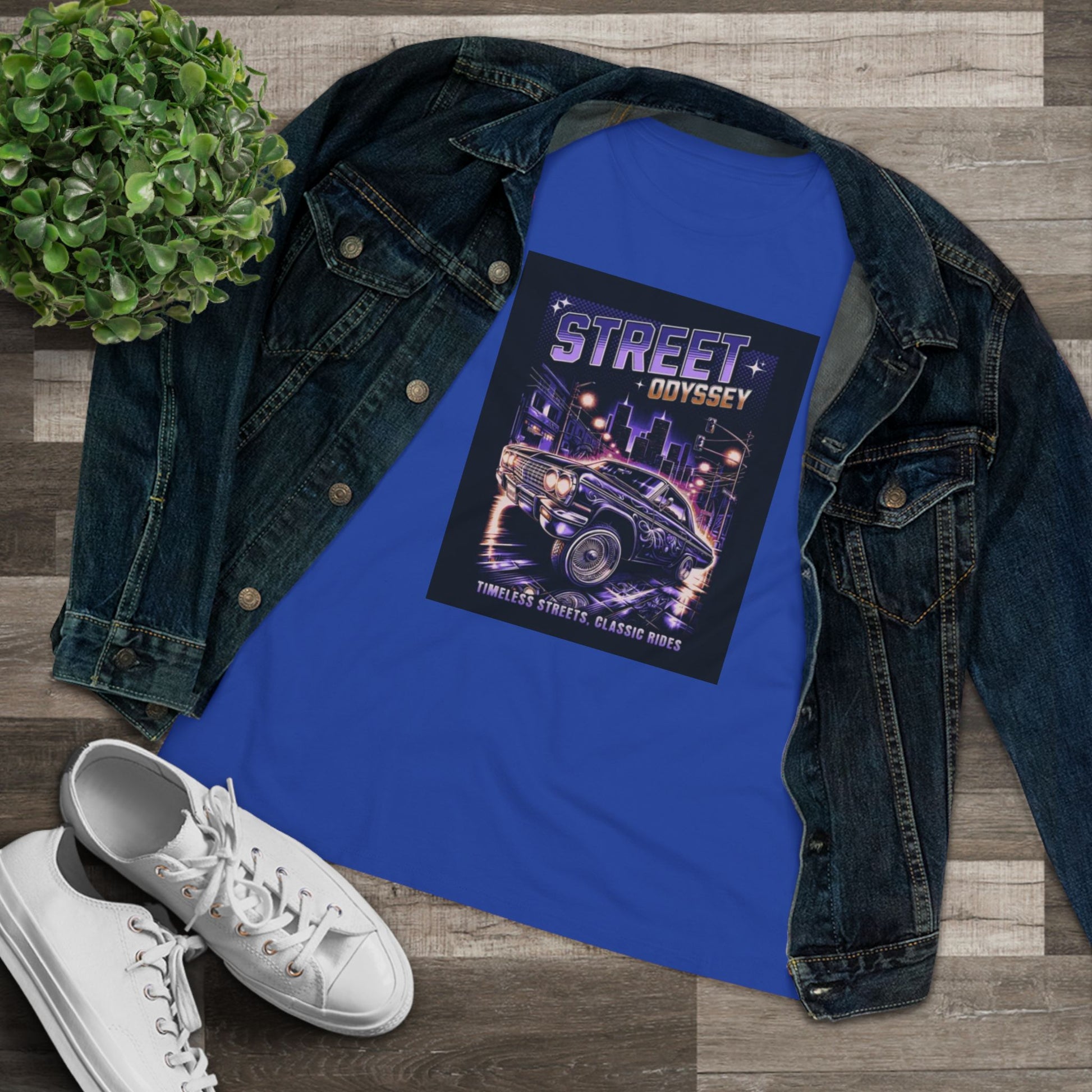 Street Odyssey Women's Graphic Tee - Vintage Car Design