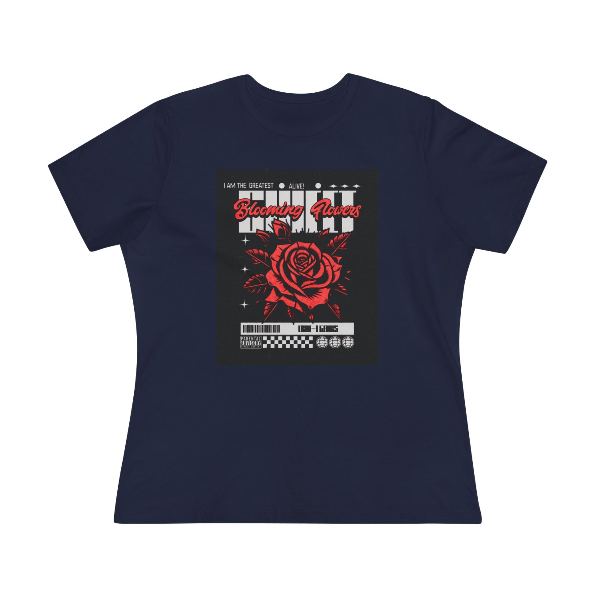 Empowering Women's Cotton Tee with Bold Rose Design