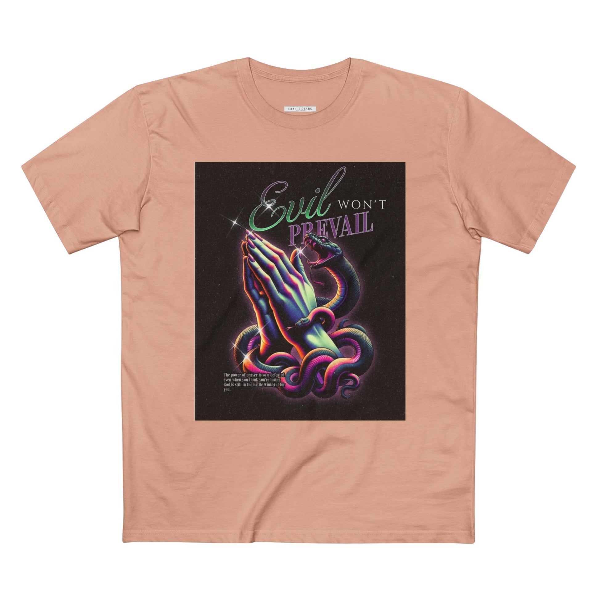 Evil Won't Prevail Graphic Tee - Edgy Prayer Design for Bold Self-Expression