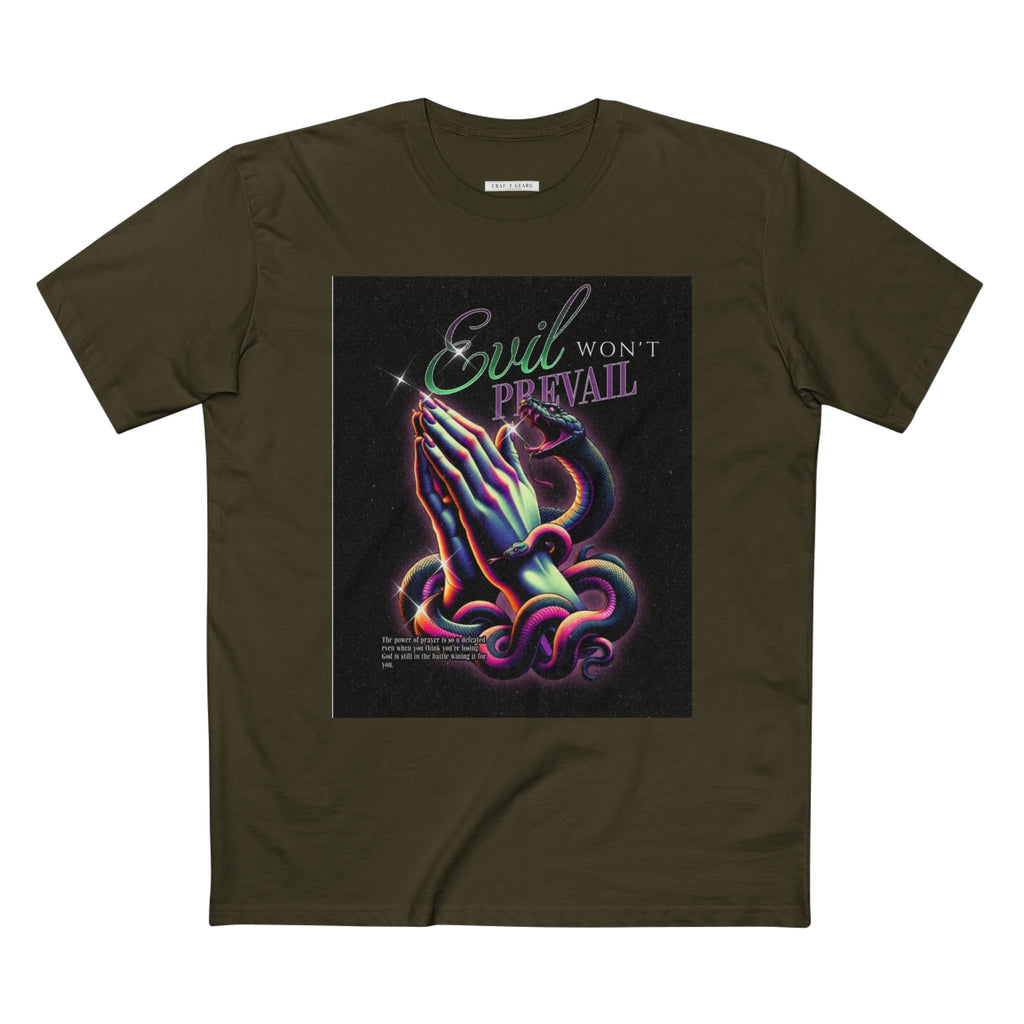 Evil Won't Prevail Graphic Tee - Edgy Prayer Design for Bold Self-Expression