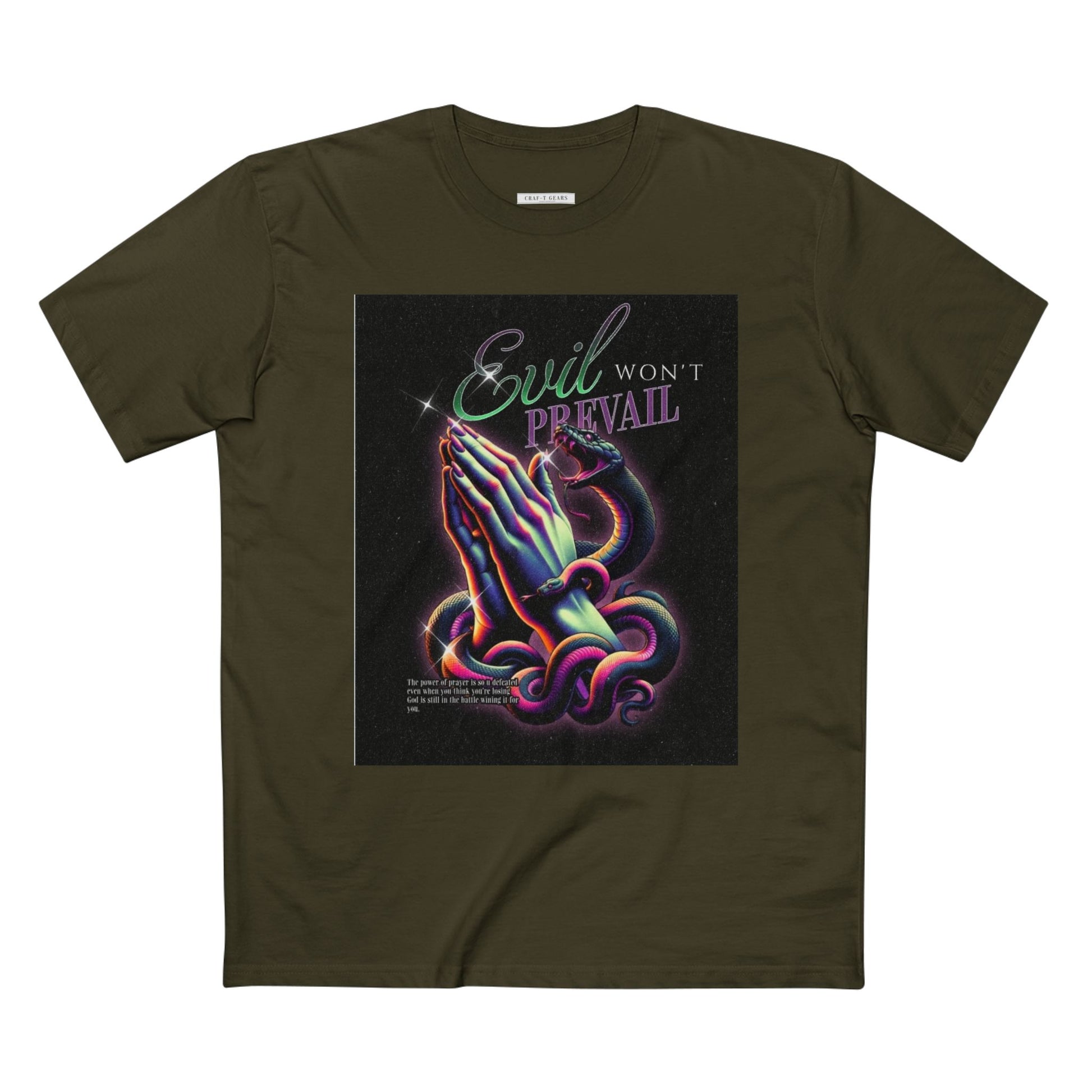 Evil Won't Prevail Graphic Tee - Edgy Prayer Design for Bold Self-Expression