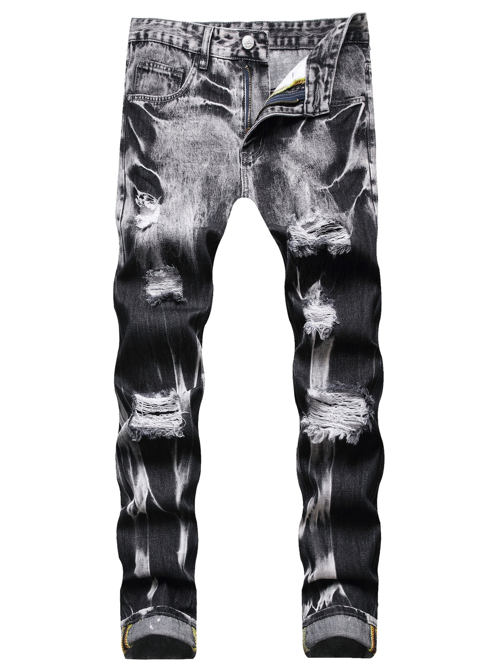 [Ripped Faux Denim] Classic Ripped Faux Denim - Straight Fit Faux Denim for Men