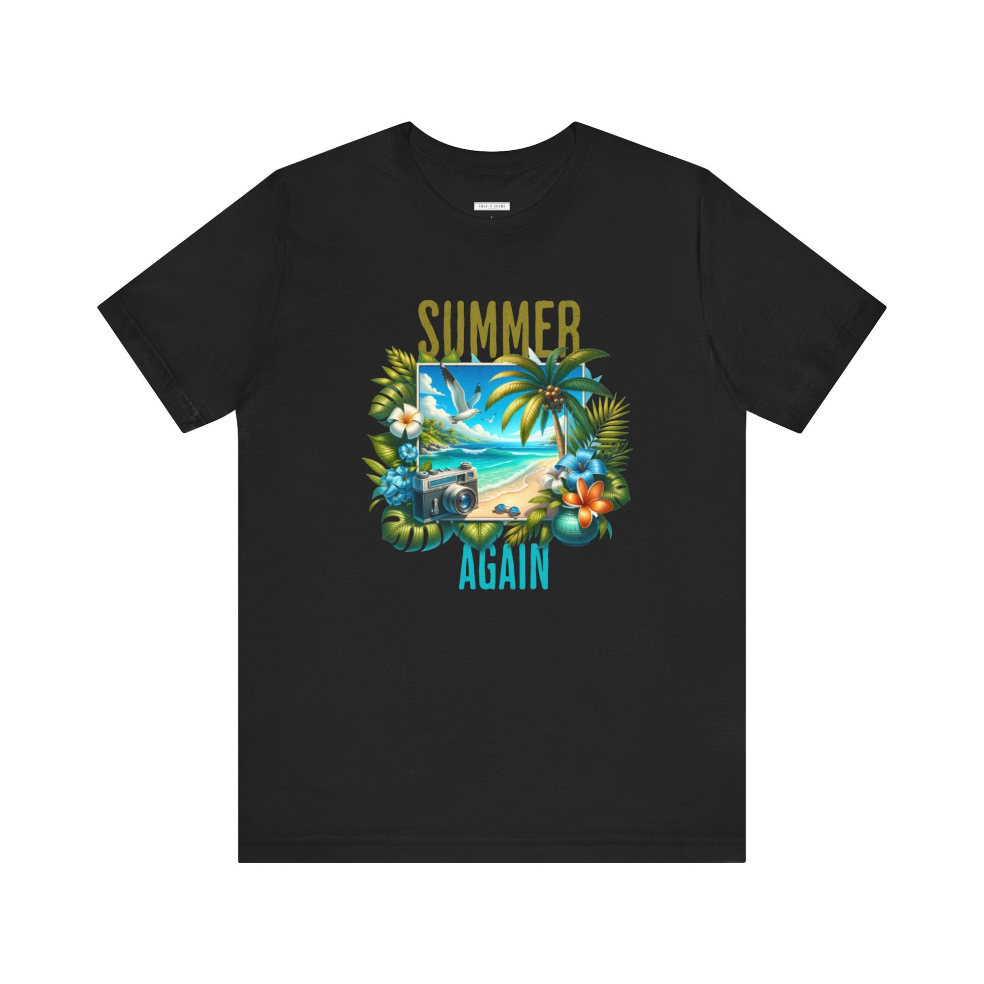 Summer Again Women's Jersey Tee - Tropical Vibe Graphic T-Shirt