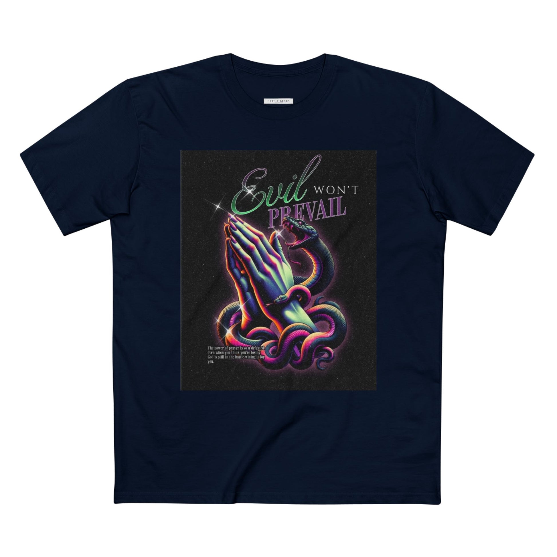 Evil Won't Prevail Graphic Tee - Edgy Prayer Design for Bold Self-Expression