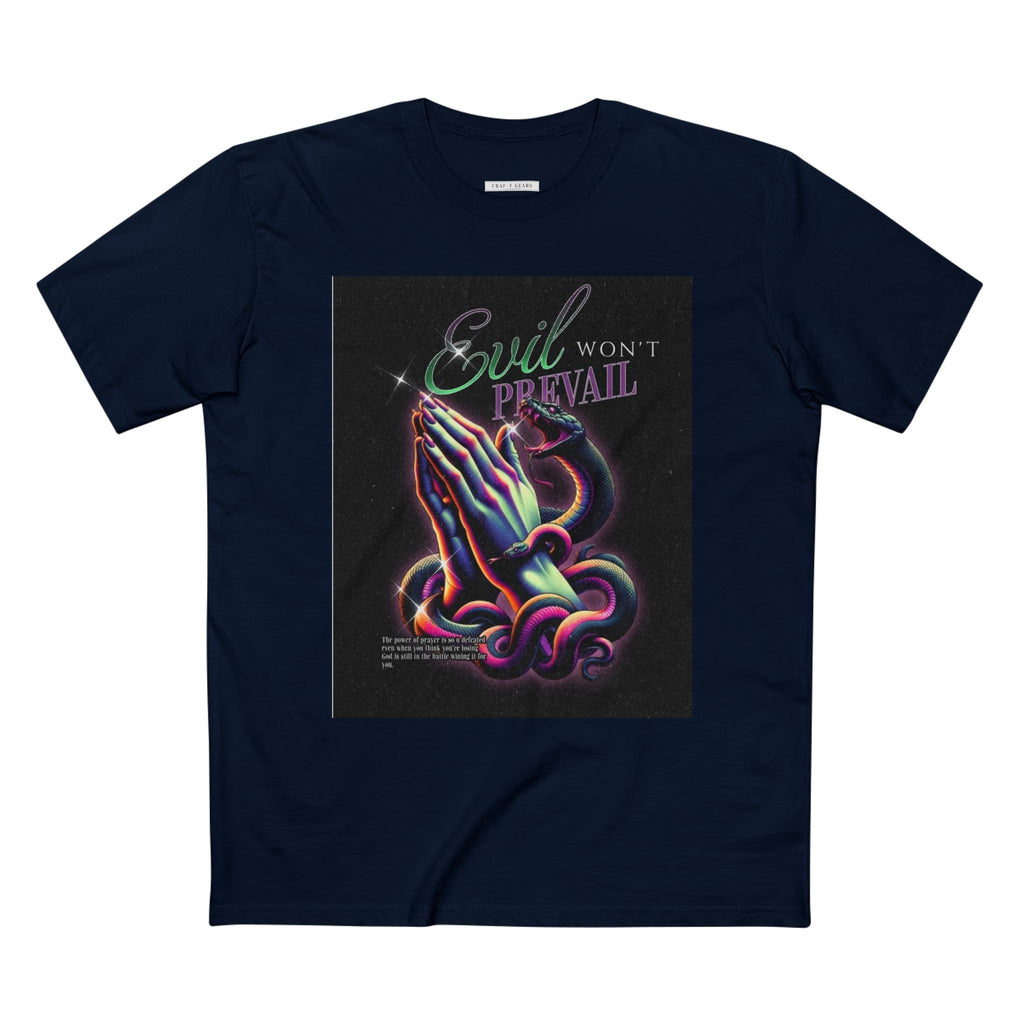 Evil Won't Prevail Graphic Tee - Edgy Prayer Design for Bold Self-Expression