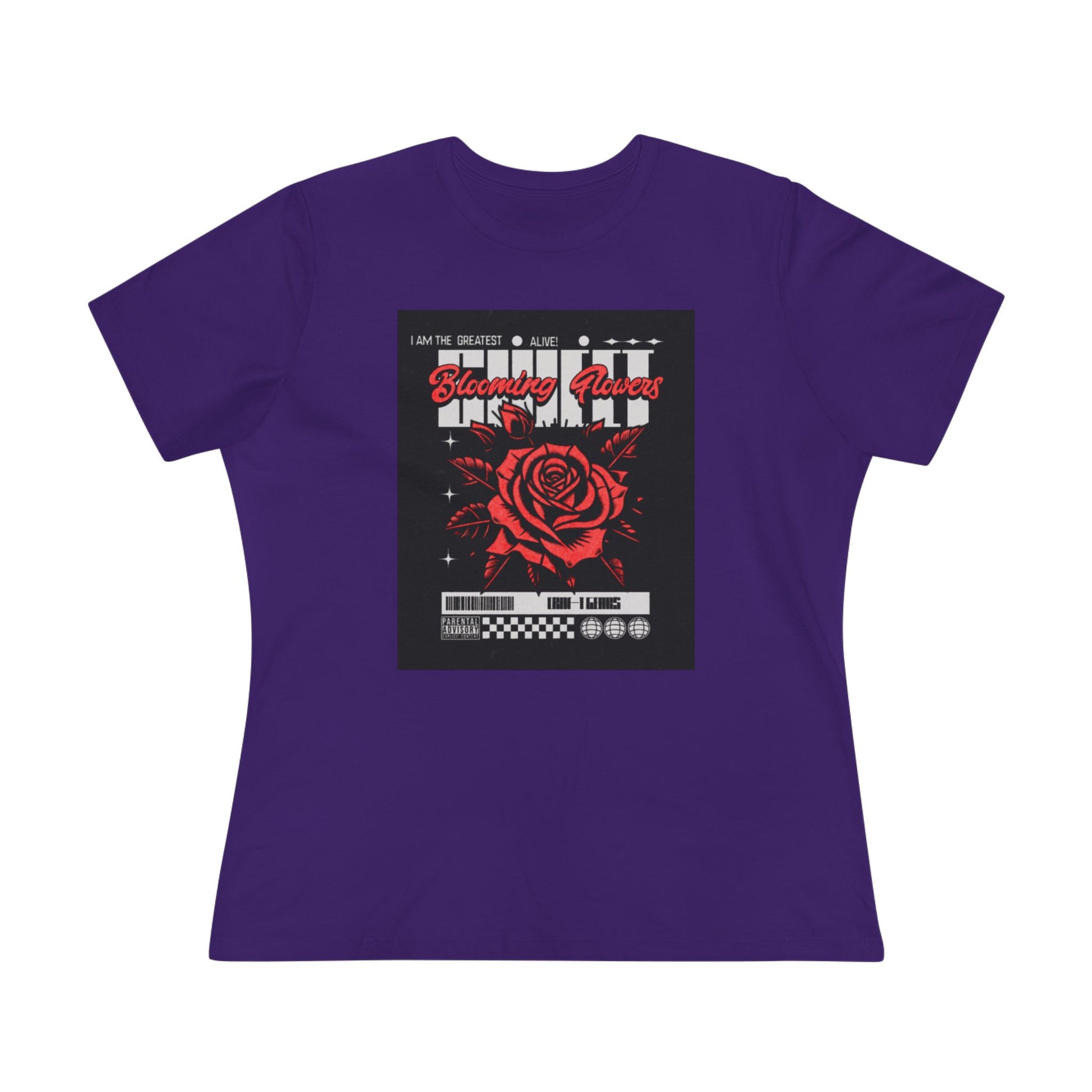 Empowering Women's Cotton Tee with Bold Rose Design