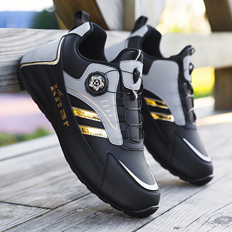 Men's Trendy Colour Block Basketball Shoes With Rotating Buckle, Comfy Non Slip Durable Sneakers For Men's Outdoor Activities