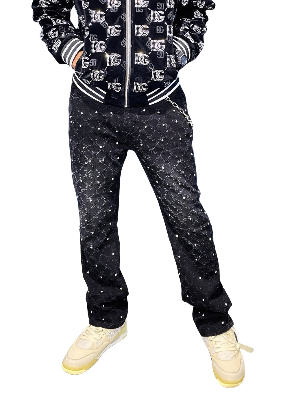 [Tie-Dye Street Style Jeans] Stretch Tie-Dye Jeans - Casual Street Style, Hip-Hop Skateboard Denim, Cotton Blend, Decorative Rivets, All-Season Wear