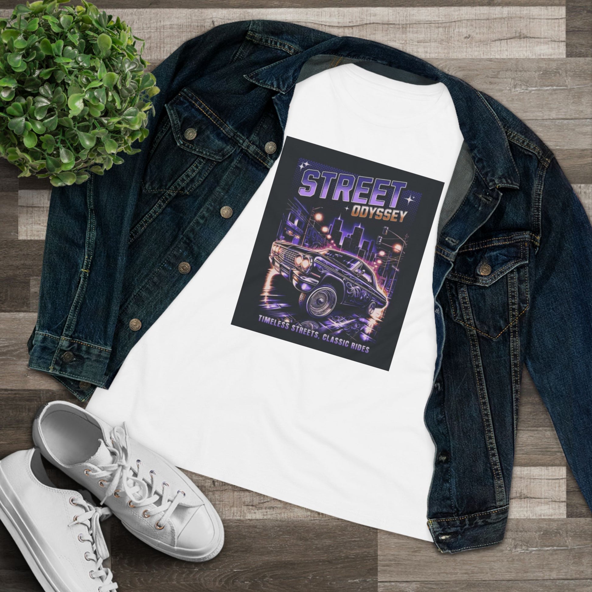 Street Odyssey Women's Graphic Tee - Vintage Car Design