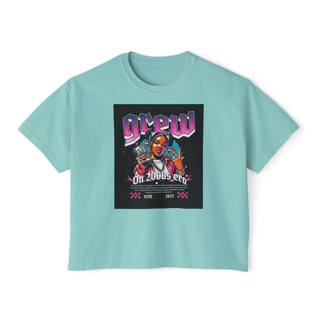 Graphic Boxy Tee - 'Grew On 2000s Era' Vintage Style Women's Top