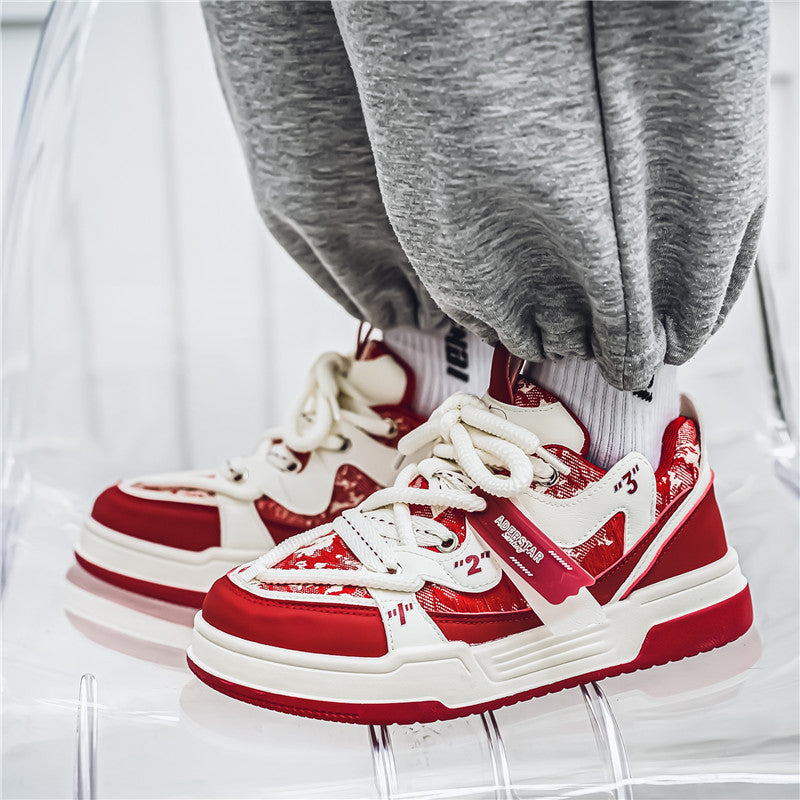 Men'S Fashion Outdoor Leisure Sports Shoes, Low-Cut Thick-Soled Non-Slip Bread Shoes, Suitable for All Seasons Comfortable Street Skateboarding Shoes.