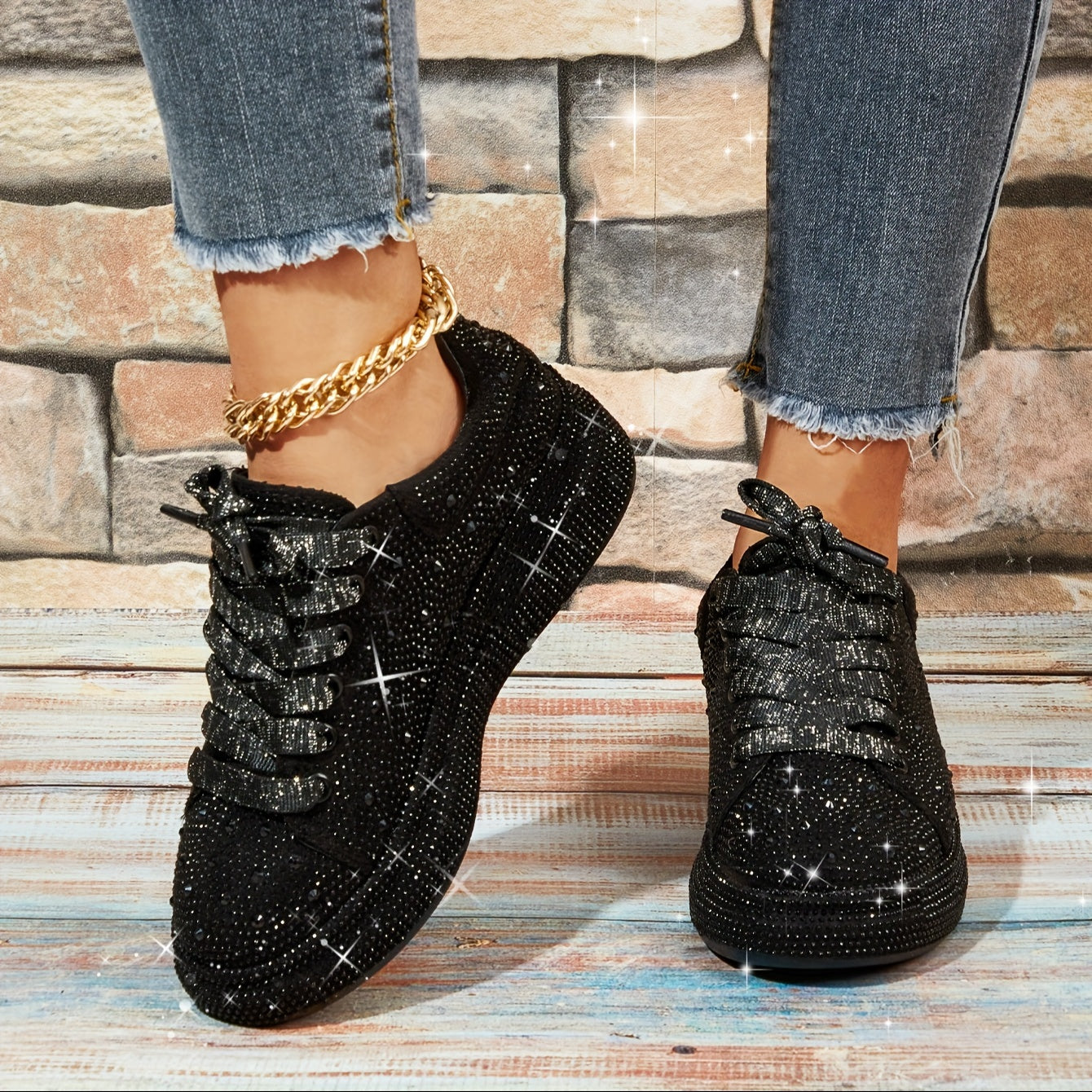 Women Rhinestone Sparkly BlingBling Party Prom Sneakers Sporty Fashion Casual Sneakers