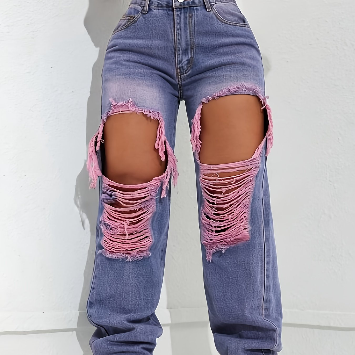 Big Hole Casual Loose Fashion Jeans - High Waist Ripped Hot Jeans Women - New Fashion Casual Everything Pants
