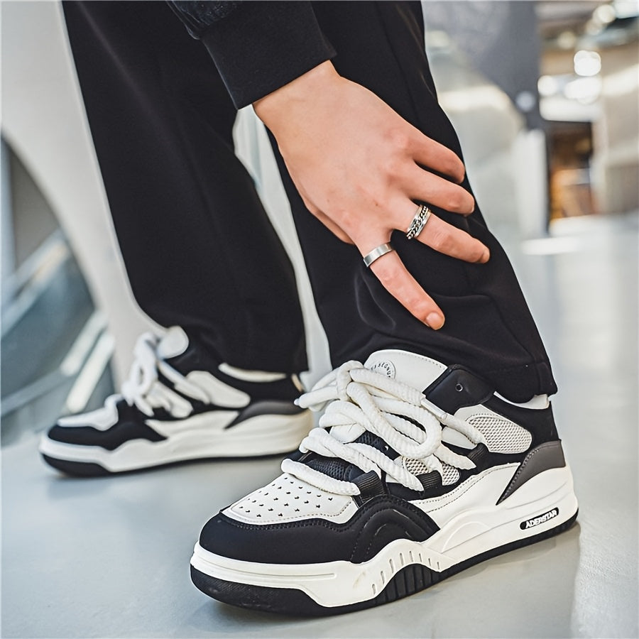 Men's All-Season Trendy Athletic Sneakers - White, Green & Orange Color Scheme, Breathable Mesh Upper, Durable Rubber Sole, Lace-Up Casual Shoes for Everyday & Sports Wear, Versatile Footwear | Modern Shoe Design | Comfortabl