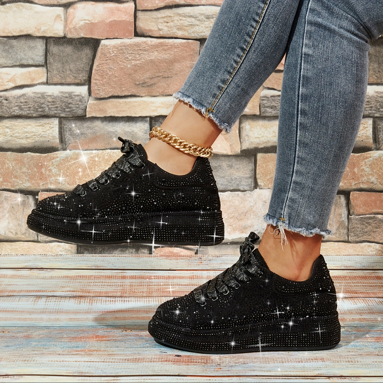 Women Rhinestone Sparkly BlingBling Party Prom Sneakers Sporty Fashion Casual Sneakers