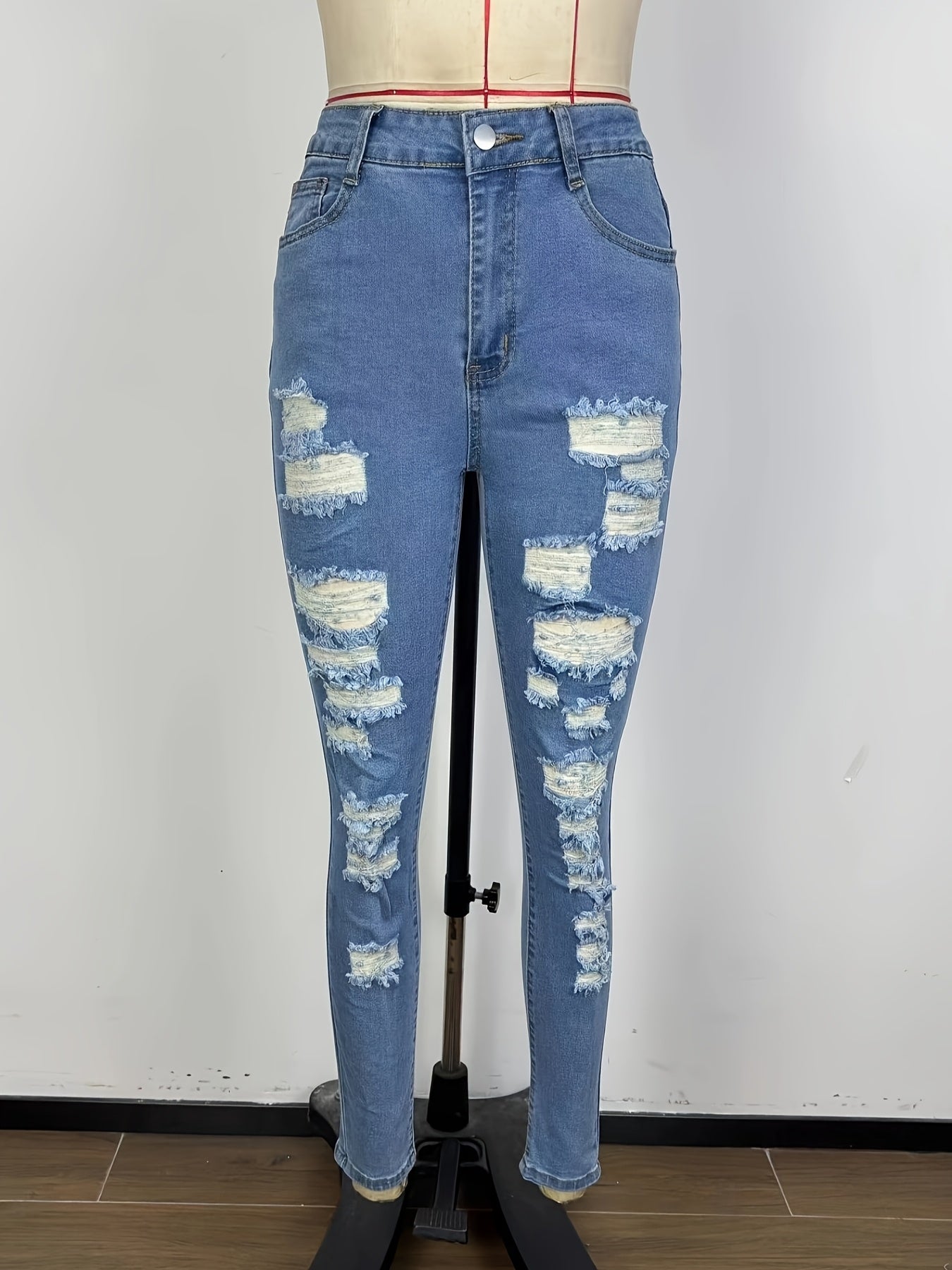 Elastic hole sexy Women's jeans feet pants
