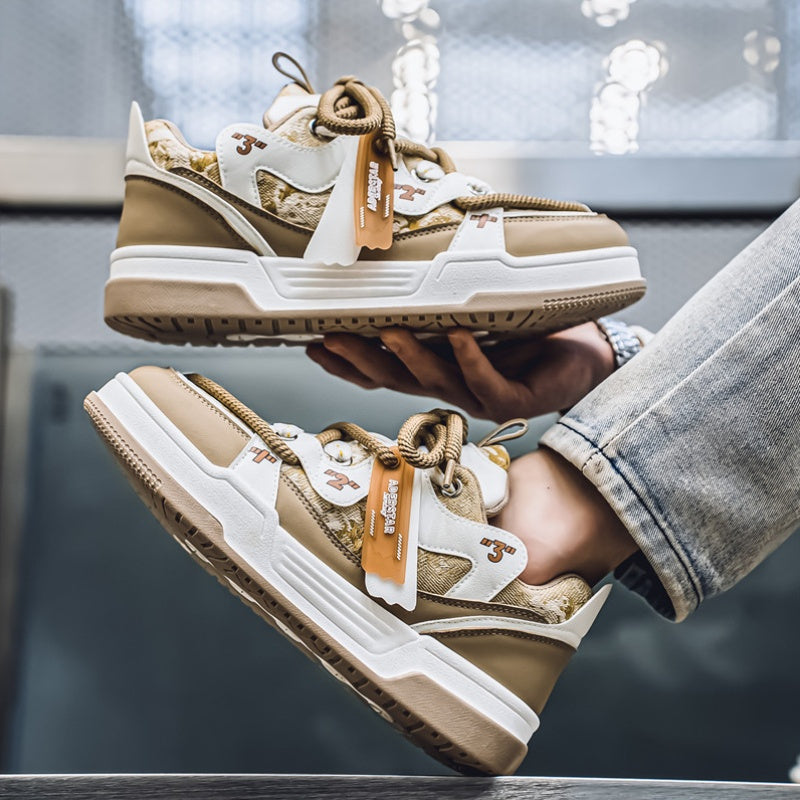 Men'S Fashion Outdoor Leisure Sports Shoes, Low-Cut Thick-Soled Non-Slip Bread Shoes, Suitable for All Seasons Comfortable Street Skateboarding Shoes.