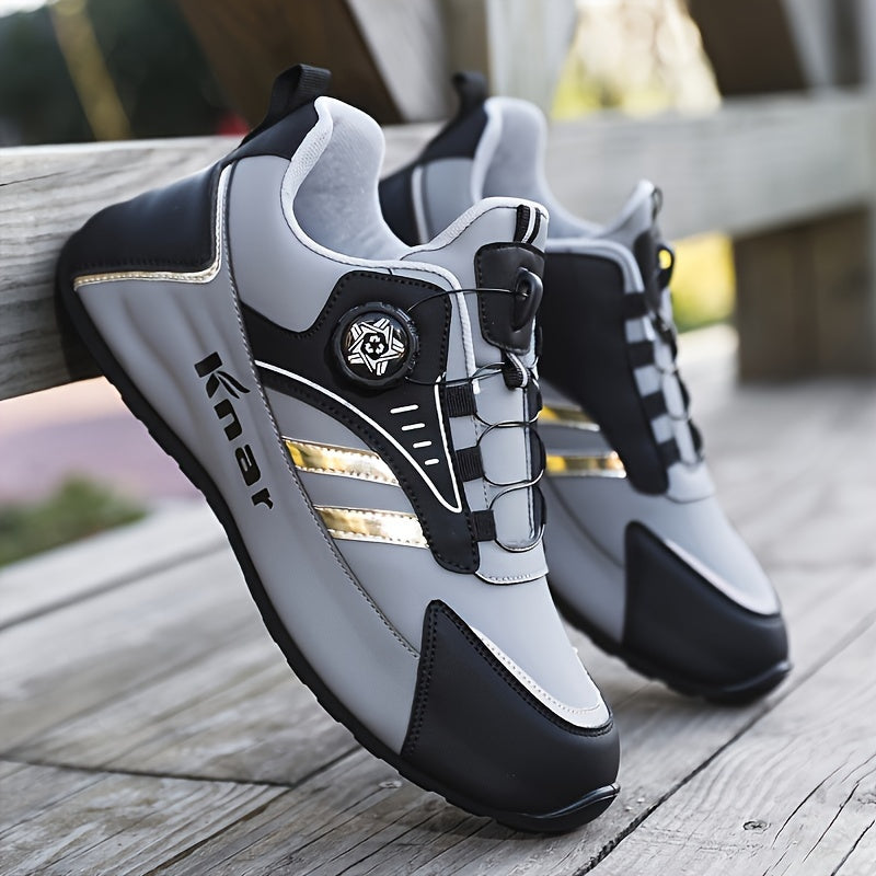 Men's Trendy Colour Block Basketball Shoes With Rotating Buckle, Comfy Non Slip Durable Sneakers For Men's Outdoor Activities