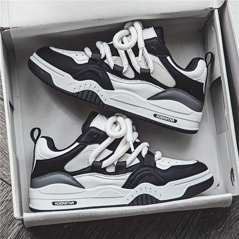 Men's All-Season Trendy Athletic Sneakers - White, Green & Orange Color Scheme, Breathable Mesh Upper, Durable Rubber Sole, Lace-Up Casual Shoes for Everyday & Sports Wear, Versatile Footwear | Modern Shoe Design | Comfortabl